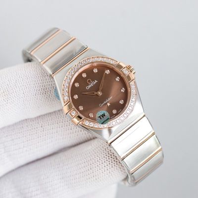 TW Factory Omega Constellation 28MM Quartz Movement Lady Brown Dial Watch
